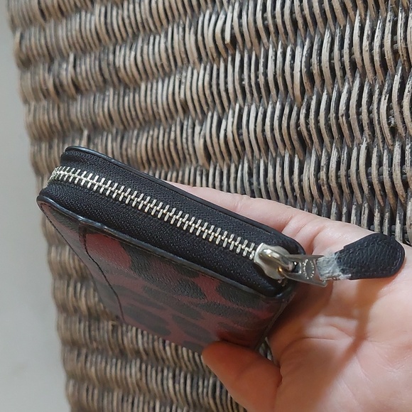Coach Red and Black Leopard Print Wallet - Picture 8 of 13